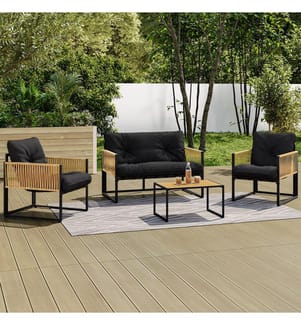 Gartenmöbel Ozéa 4-Sitzer schwarz und Tauwerk