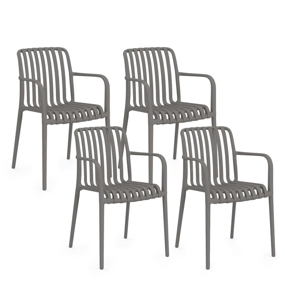 Satz von 4 stapelbaren Gartenstühlen Oviedo Polypropylen grau