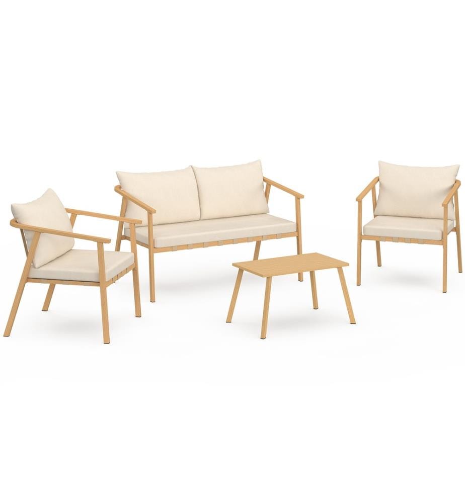 Gartenmöbel Paros 4-Sitzer - Beige und Braun