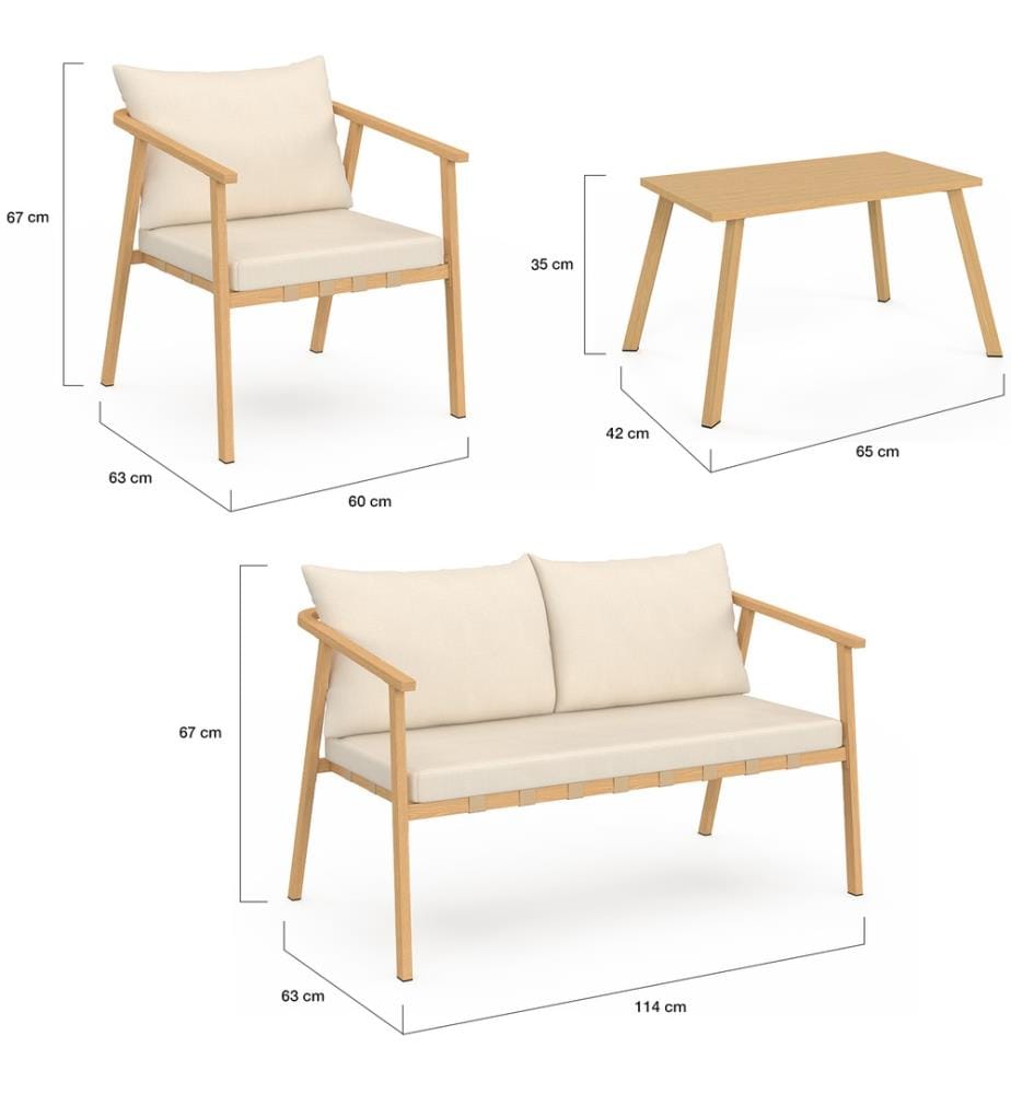 Gartenmöbel Paros 4-Sitzer - Beige und Braun
