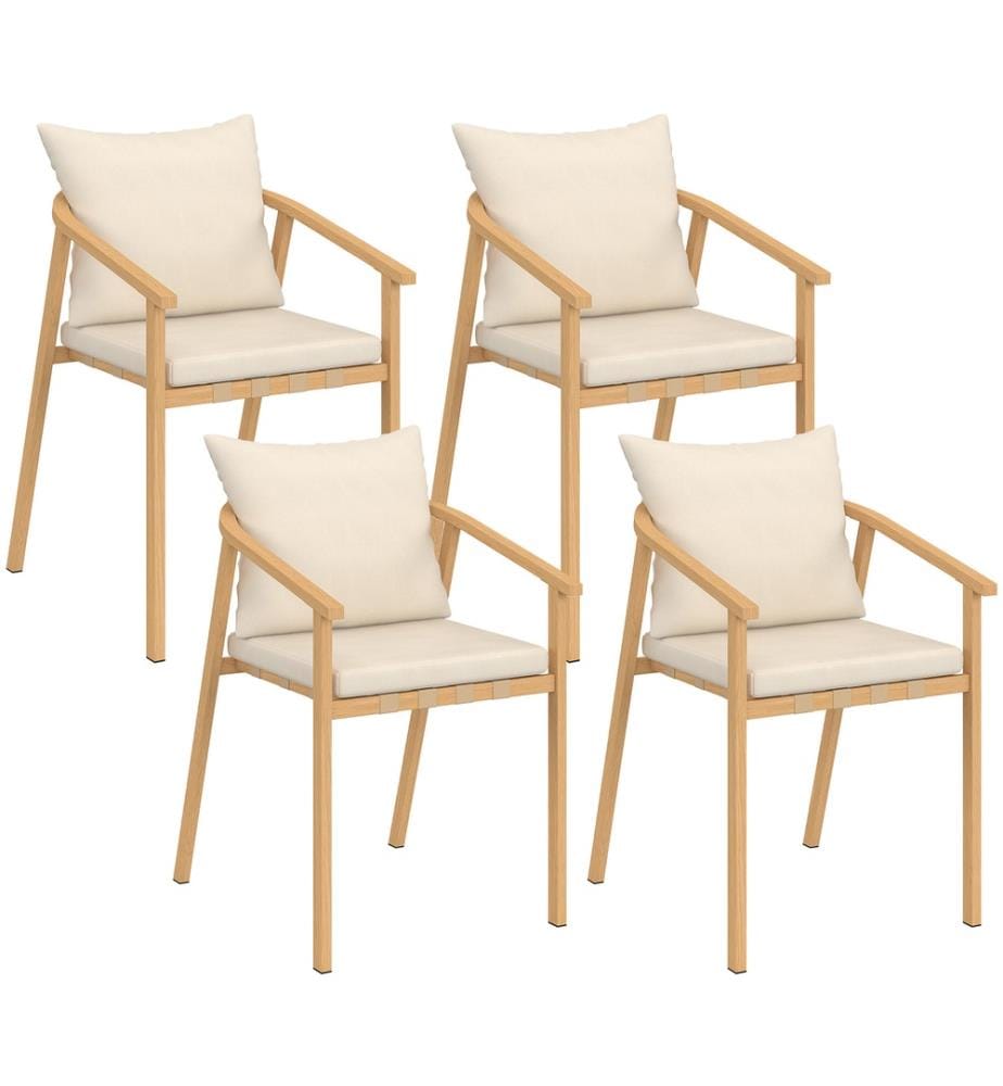 4er-Set Gartenstühlen Paros - Braun und Beige