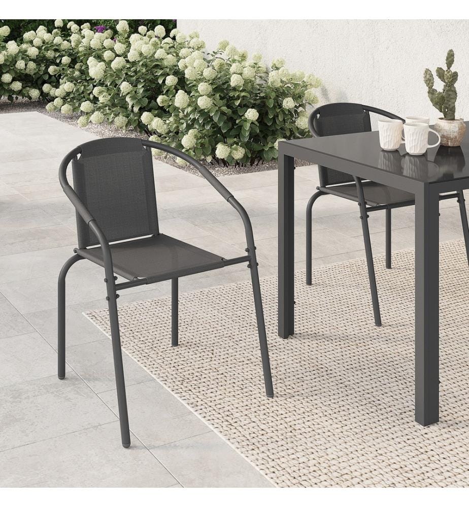 Set aus 6 stapelbaren Gartenstühlen Delma grau