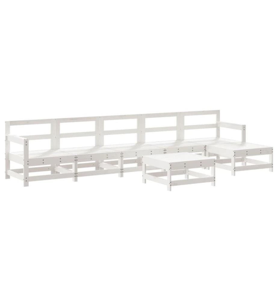 7-tlg. Garten-Lounge-Set Weiss Massivholz Kiefer