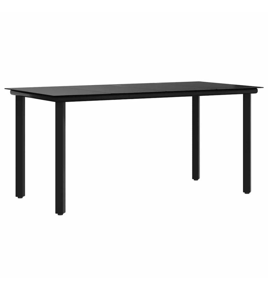 Garten-Esstisch Schwarz 160x80x74 cm Stahl und Hartglas