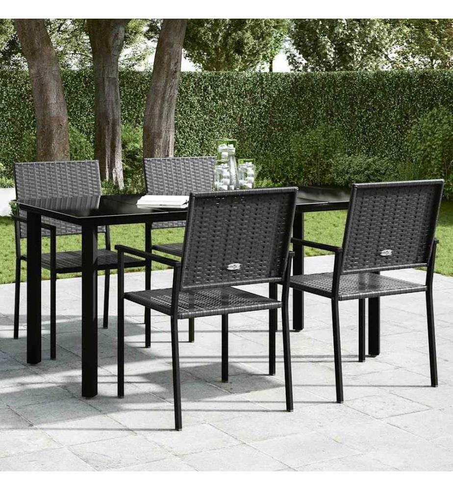 Garten-Esstisch Schwarz 160x80x74 cm Stahl und Hartglas