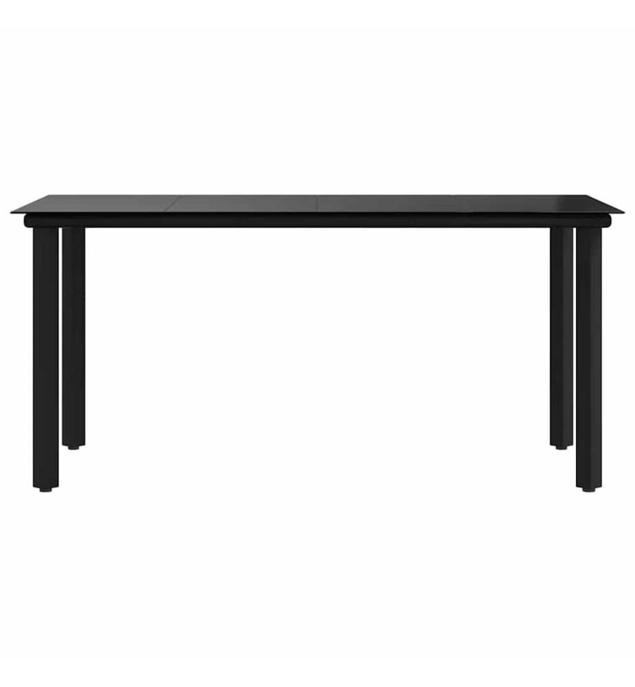 Garten-Esstisch Schwarz 160x80x74 cm Stahl und Hartglas