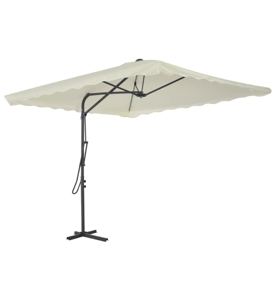 Parasol d'extérieur avec poteau en acier 250 x 250 cm Sable