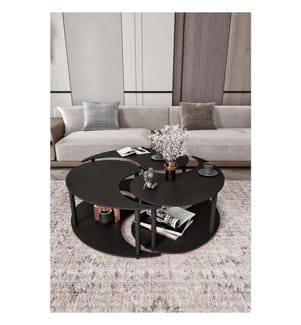 3er-Set Yin-Yang-Couchtische – Schwarz