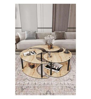 3er-Set Yin-Yang-Couchtische – Eiche
