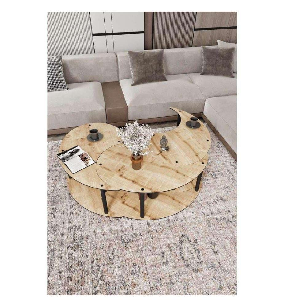3er-Set Yin-Yang-Couchtische – Eiche