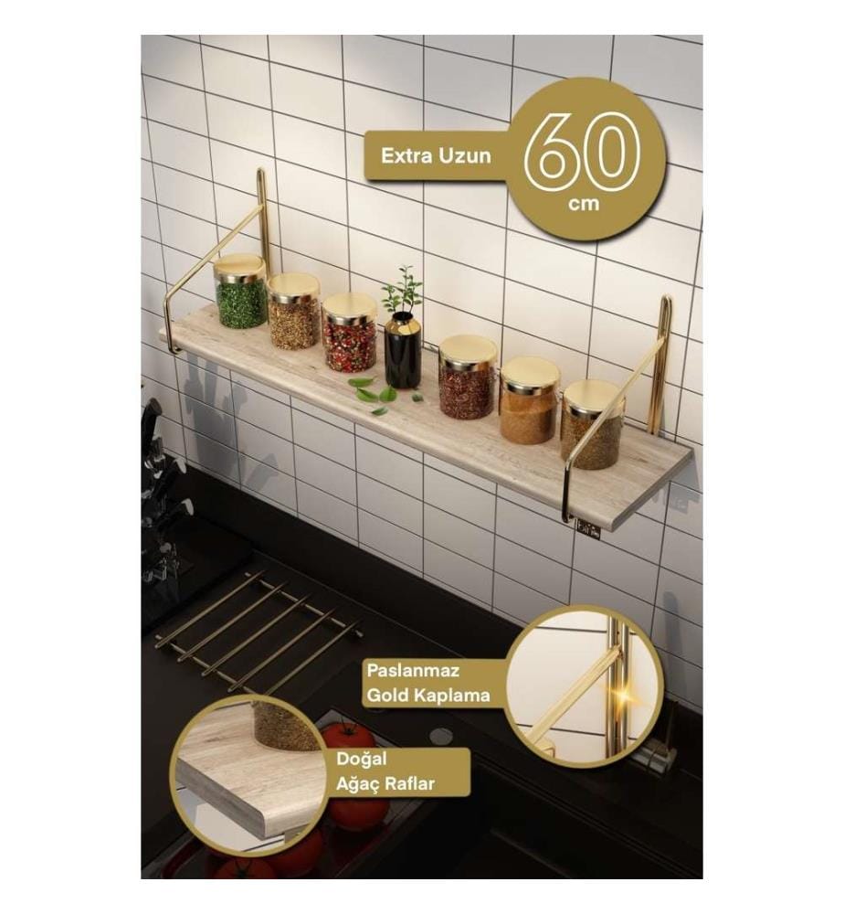 Wandregal – Gold und Braun