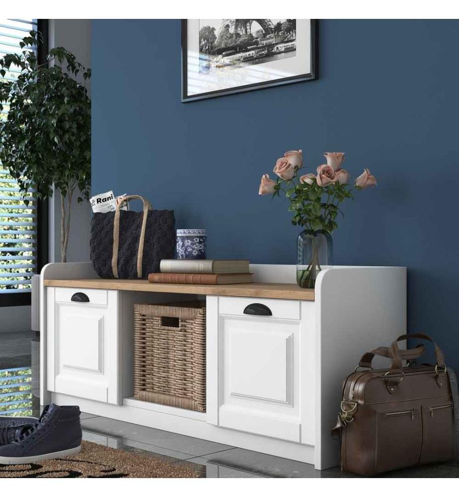 Schuhschrank – Nussbaum und Weiss