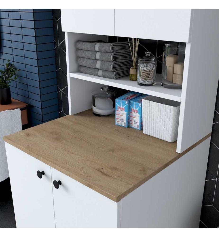 Waschmaschinenunterschrank – Nussbaum und Weiss