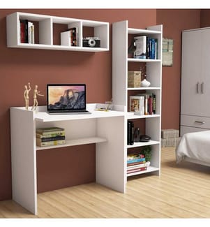 Schreibtisch mit Regal – Weiss