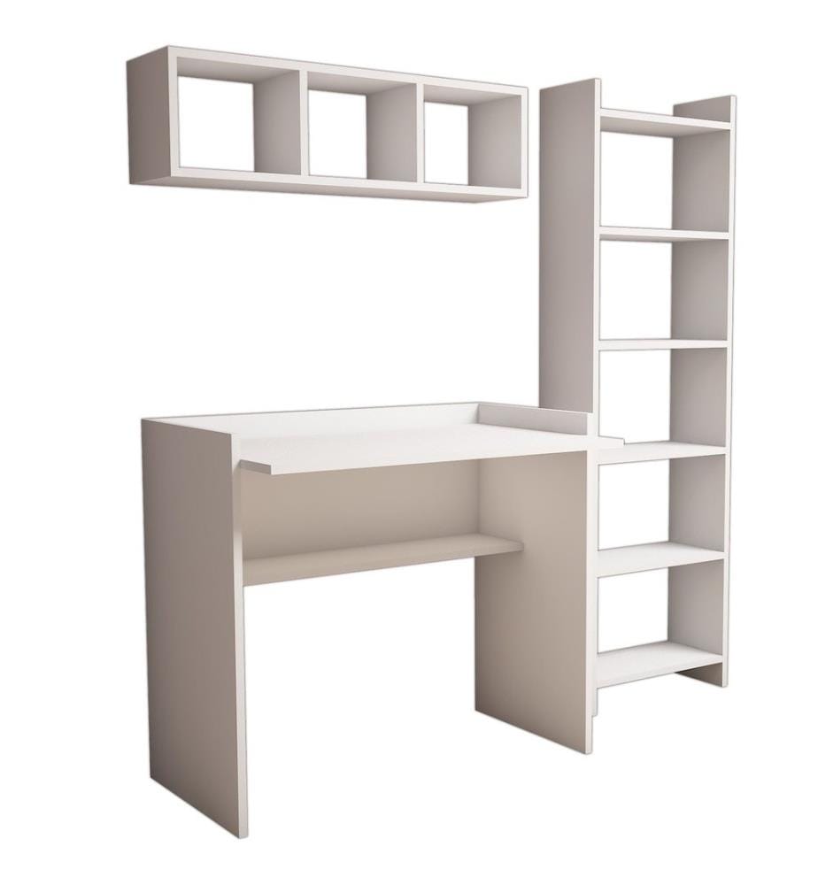Schreibtisch mit Regal – Weiss