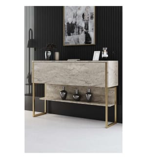 Commode Luxe - Travertin et or