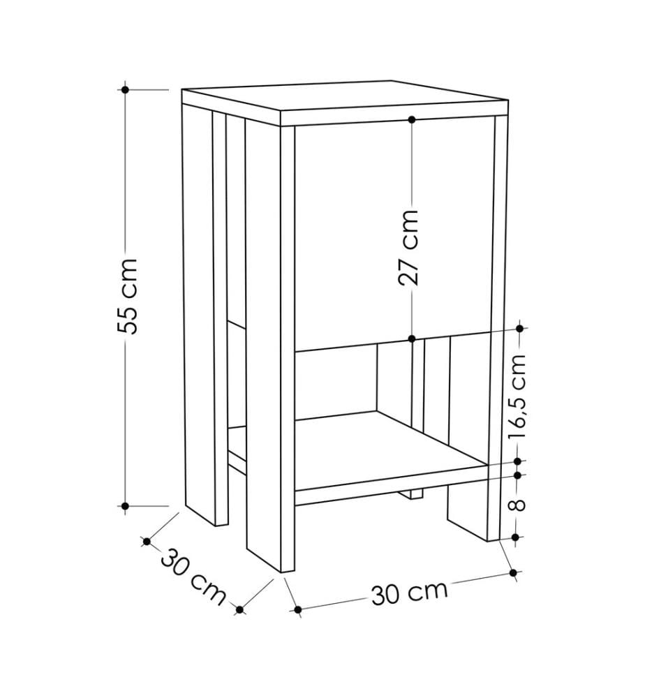 Table de chevet - Chêne et anthracite