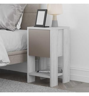 Table de chevet - Blanc et mocha clair