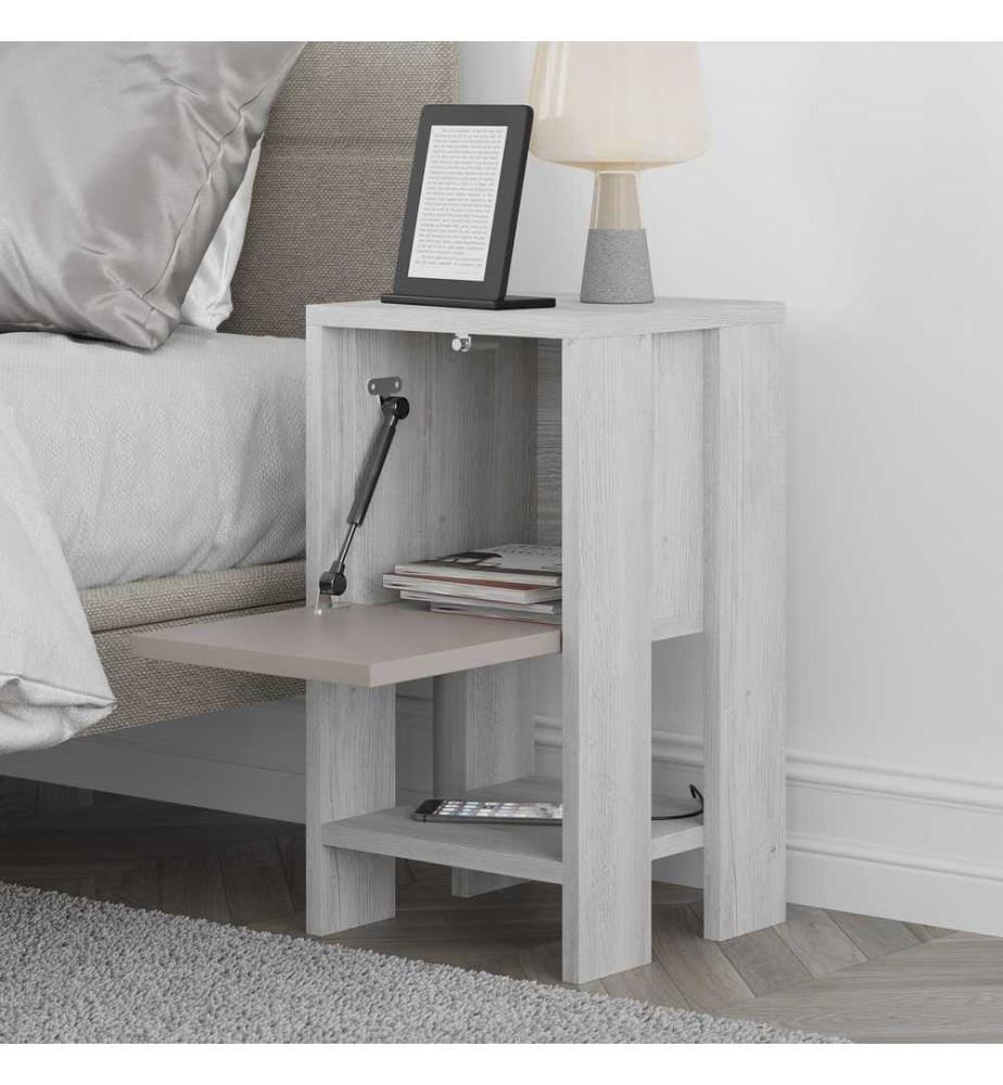 Table de chevet - Blanc et mocha clair