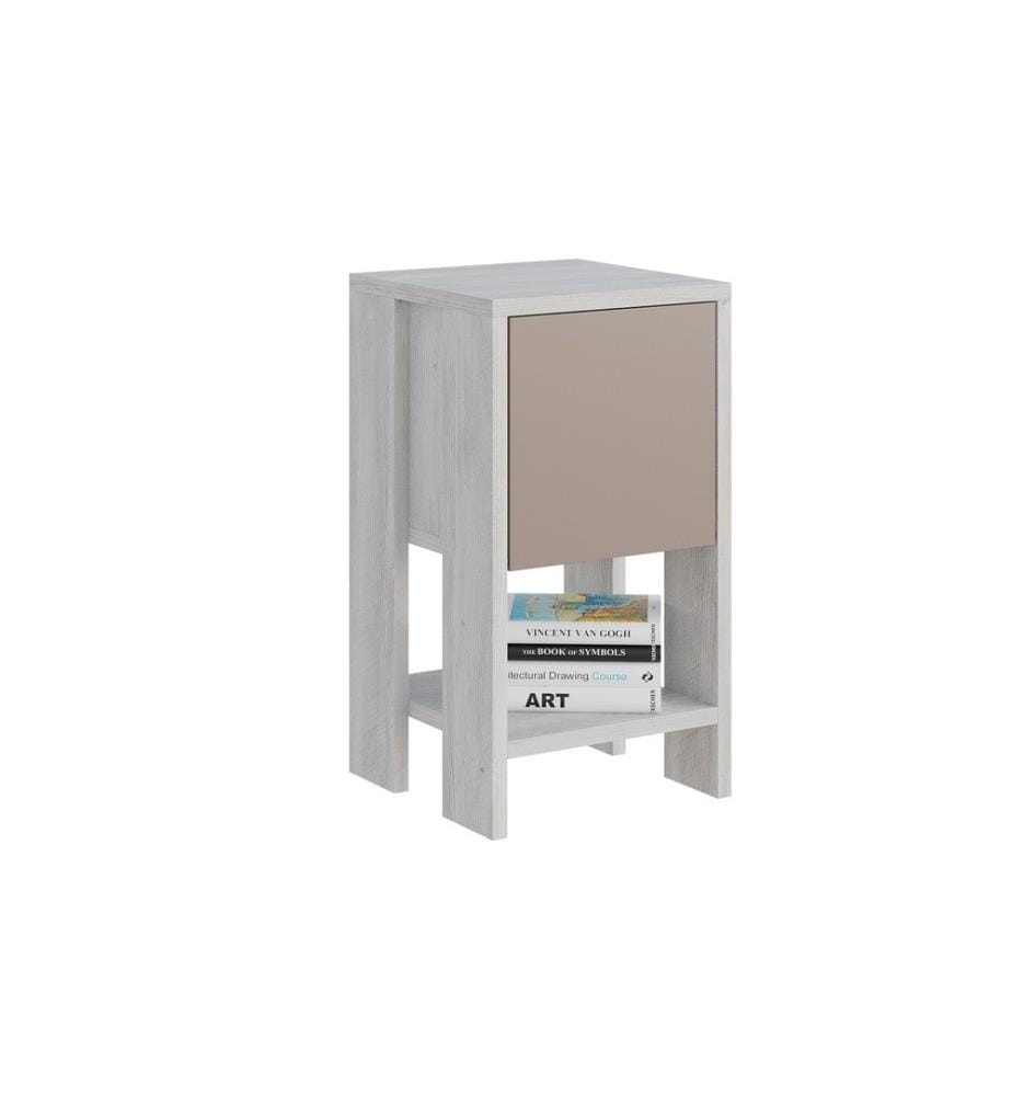 Table de chevet - Blanc et mocha clair