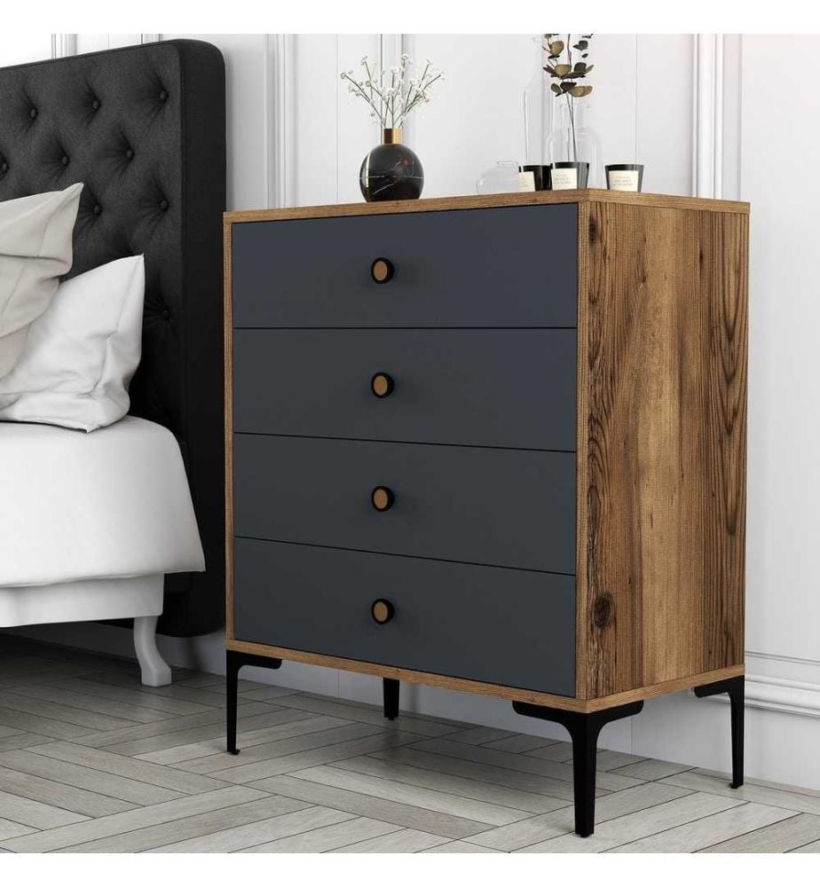 Commode - Noyer et anthracite