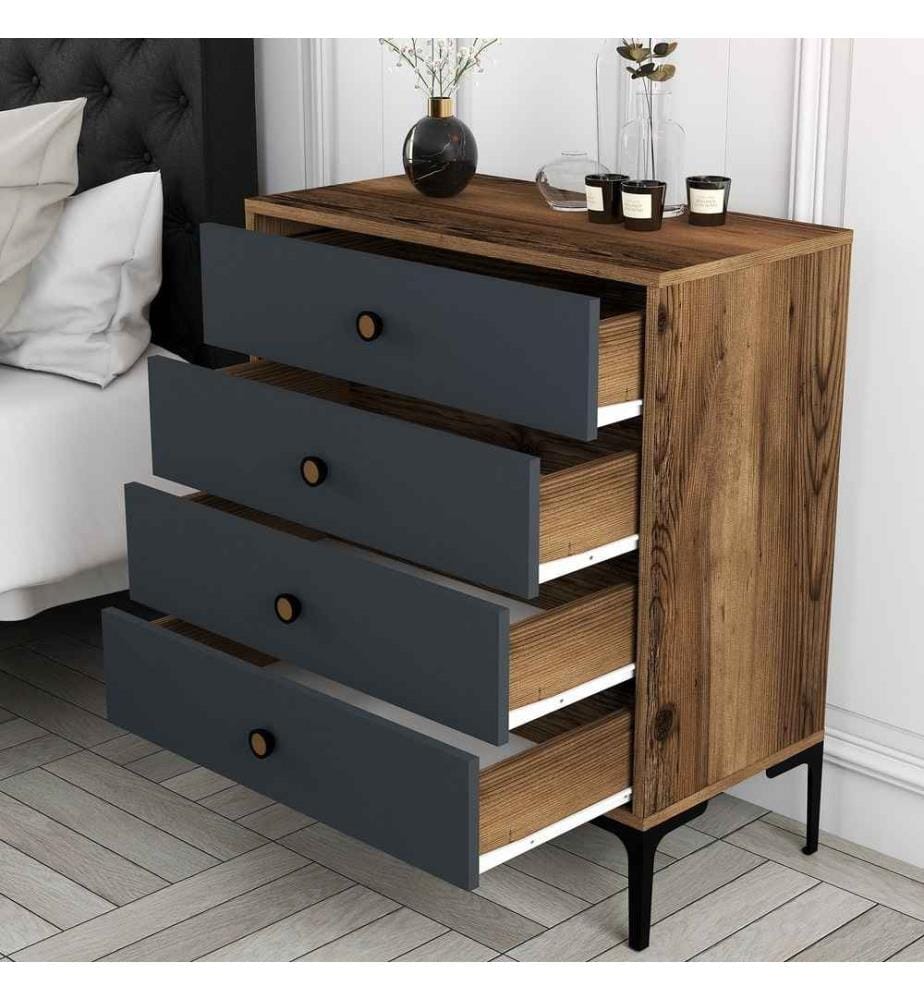 Commode - Noyer et anthracite
