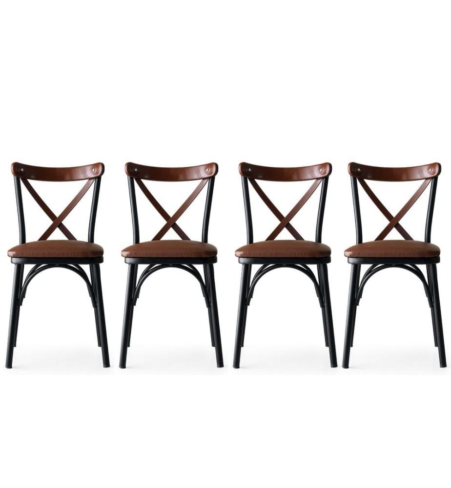 Lot de 4 chaises - Marron