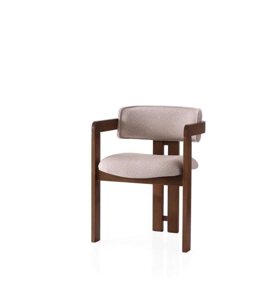 Stuhl „Cozy“ – Nussbaum und Creme