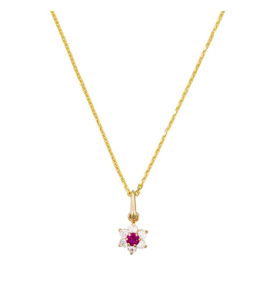 Pendant Le Messager Rouge - Yellow Gold 375/1000 & Red Zirconium