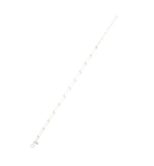 Doppeltes Armband Mit Kette und Kugeln - Weissgold 375/1000
