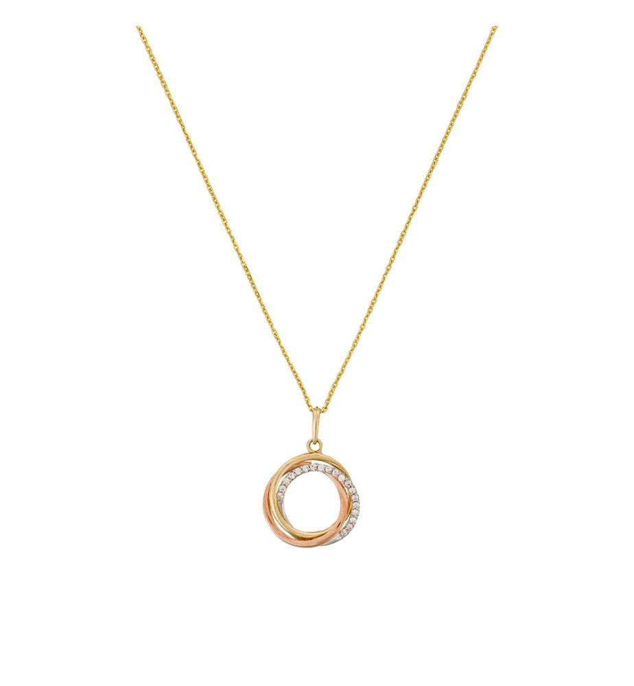 Pendant Cercle Trio 375/1000 - Tricolor Gold