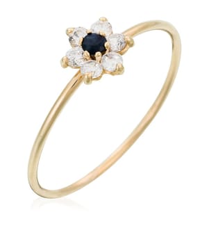 Ring Blue Flower Saphir , - Gelbgold 375/1000