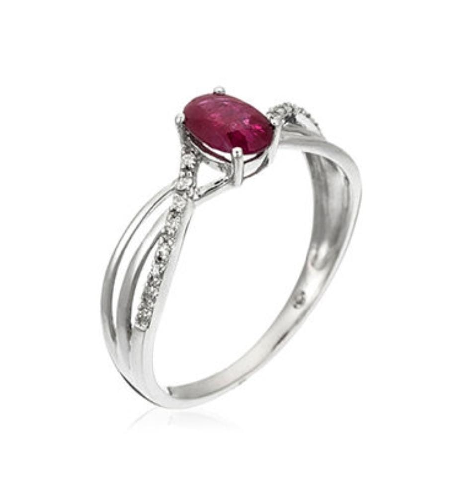 Bague Rubis d'Amour - Or Blanc 375/1000