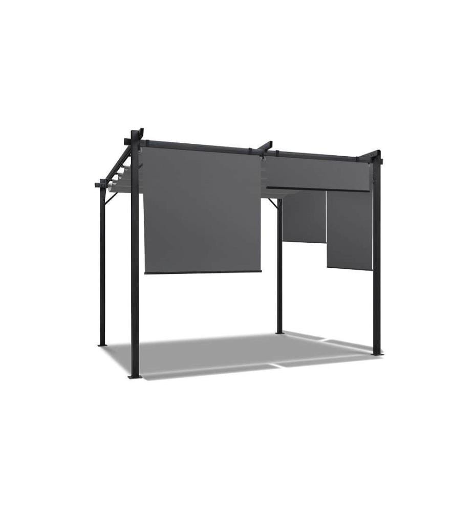 Pergola Marina 3 x 4 m Einziehbares Dach mit 4 integrierten Jalousien - Grau