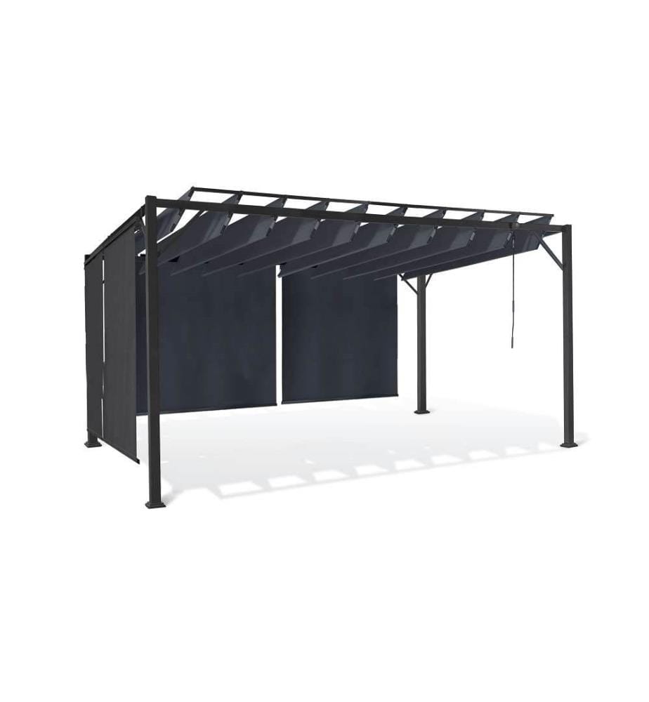 Pergola Venedig verstellbare Lamellen mit 4 integrierten Jalousien - 3 x 4 m
