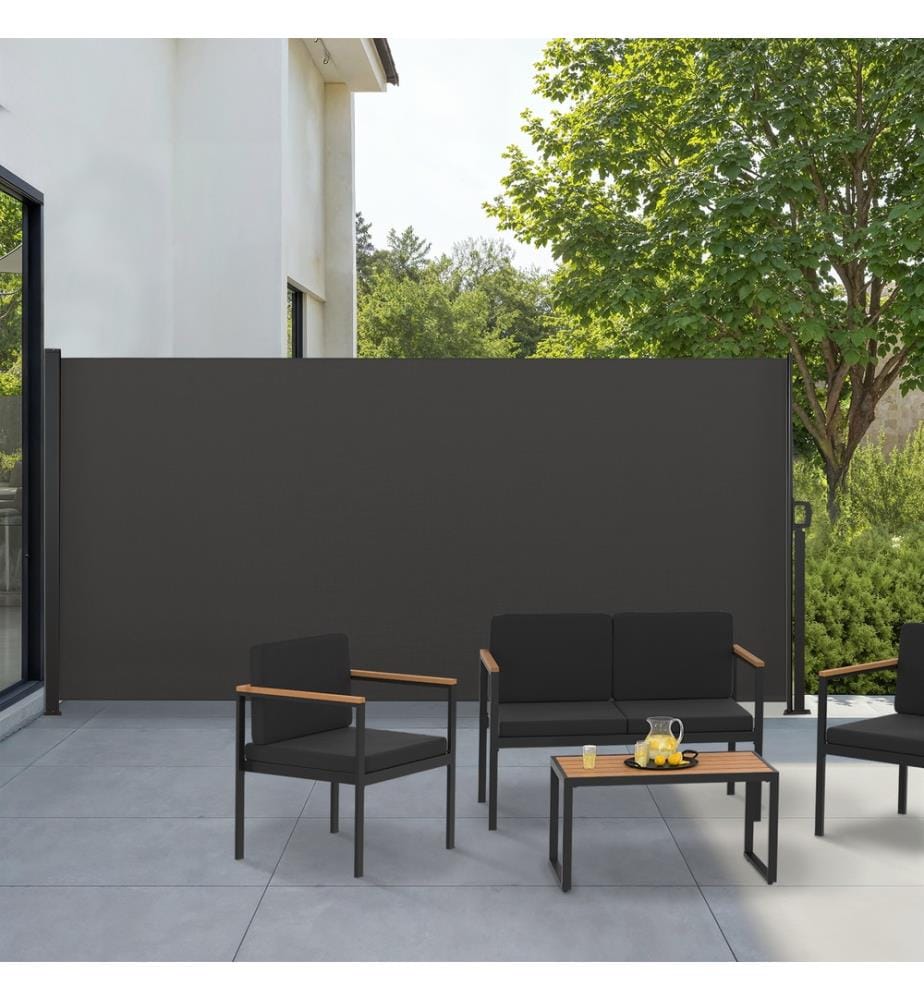 Paravent rétractable 400x200cm gris anthracite