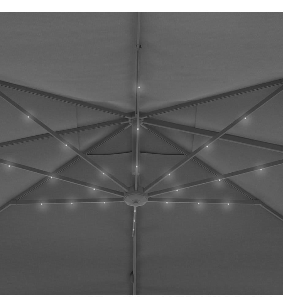 Sonnenschirm Sombra 360° rechteckig 4x3m grau + Hülle und LED-Beleuchtung