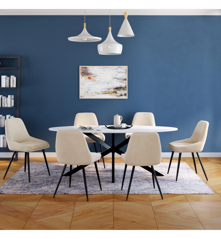 Set of 6 Olivia Chairs - Cream and Metal