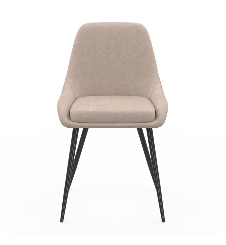 Lot de 6 Chaises Ornella assise tissu taupe et pieds métal noirs