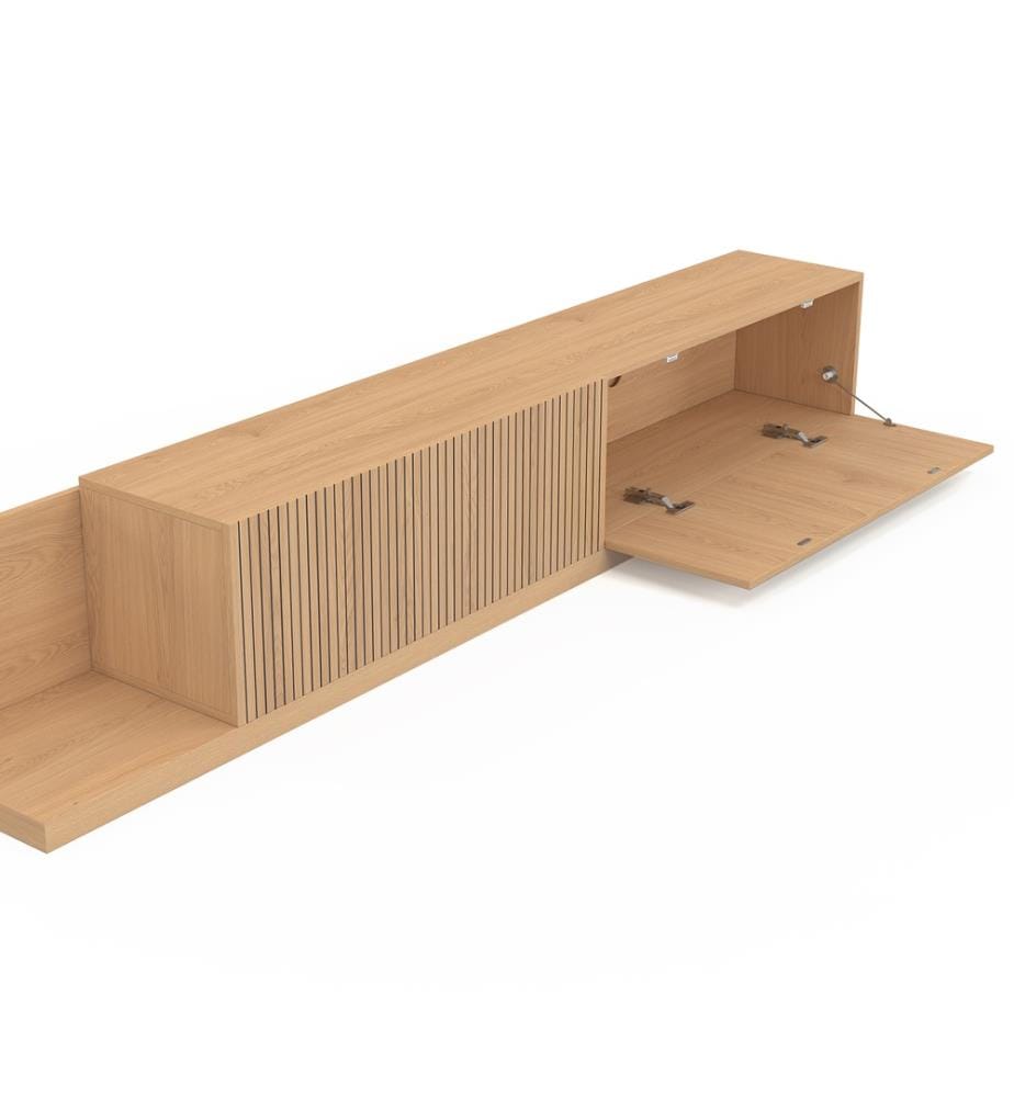 Ausziehbares TV-Möbel Movena Latteneffekt L215-360cm