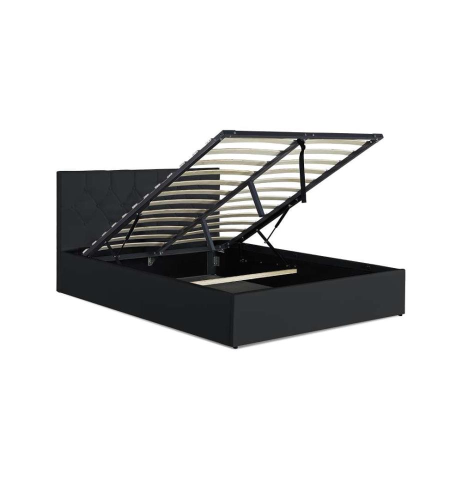 Lit Coffre avec Sommier Hannah 140x190cm - Noir