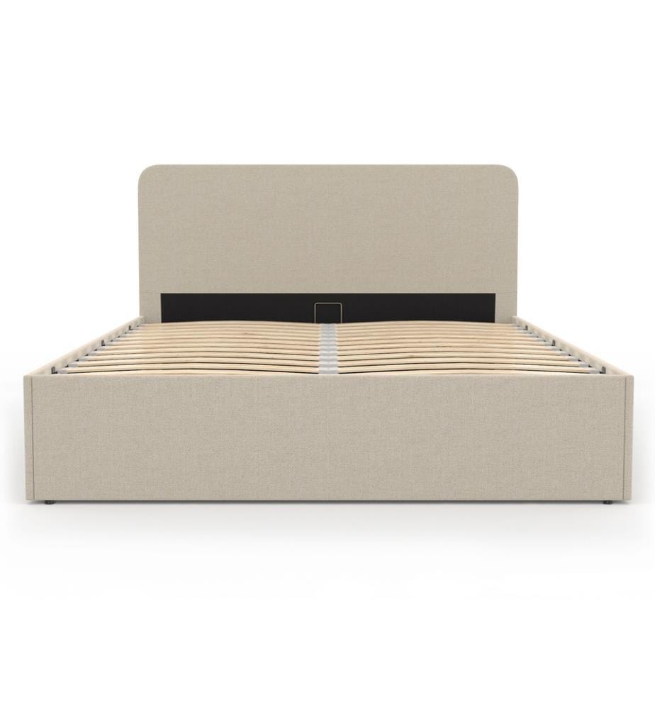 Stofftruhenbett mit abgerundetem Kopfteil Louise 140x190cm - Beige