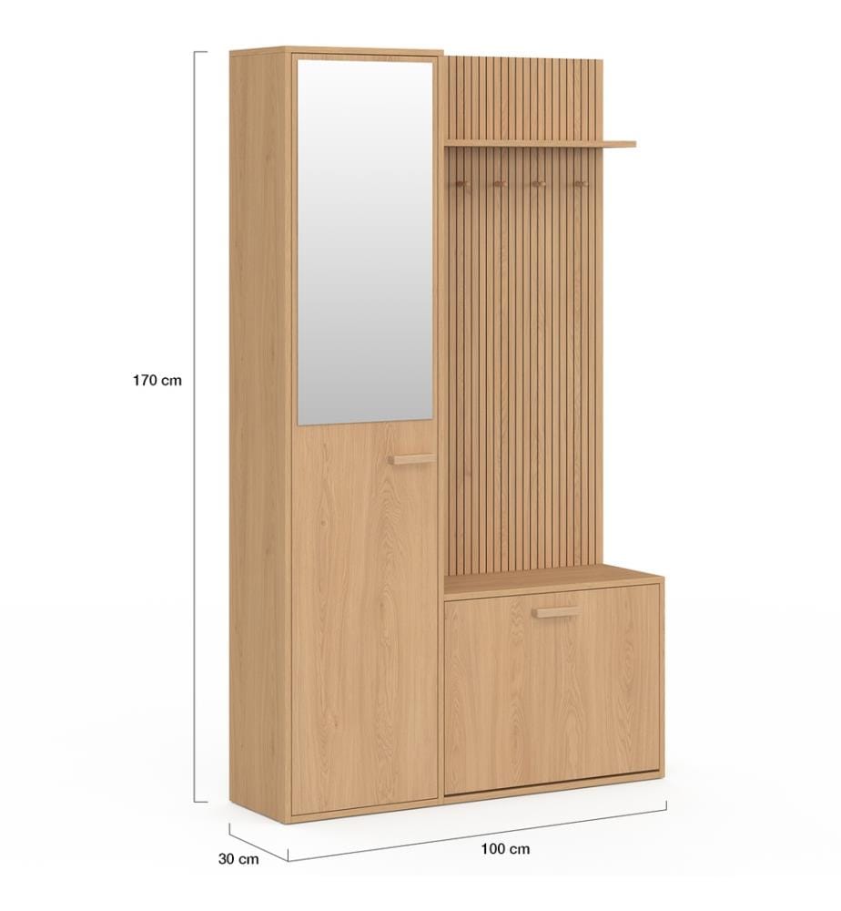 Guardaroba d'ingresso Faustine con armadio e specchio