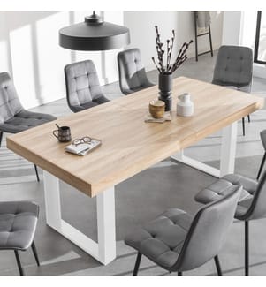 Table de Repas Extensible Brixton 200-300 x 90 x 75 cm - Brun & Blanc
