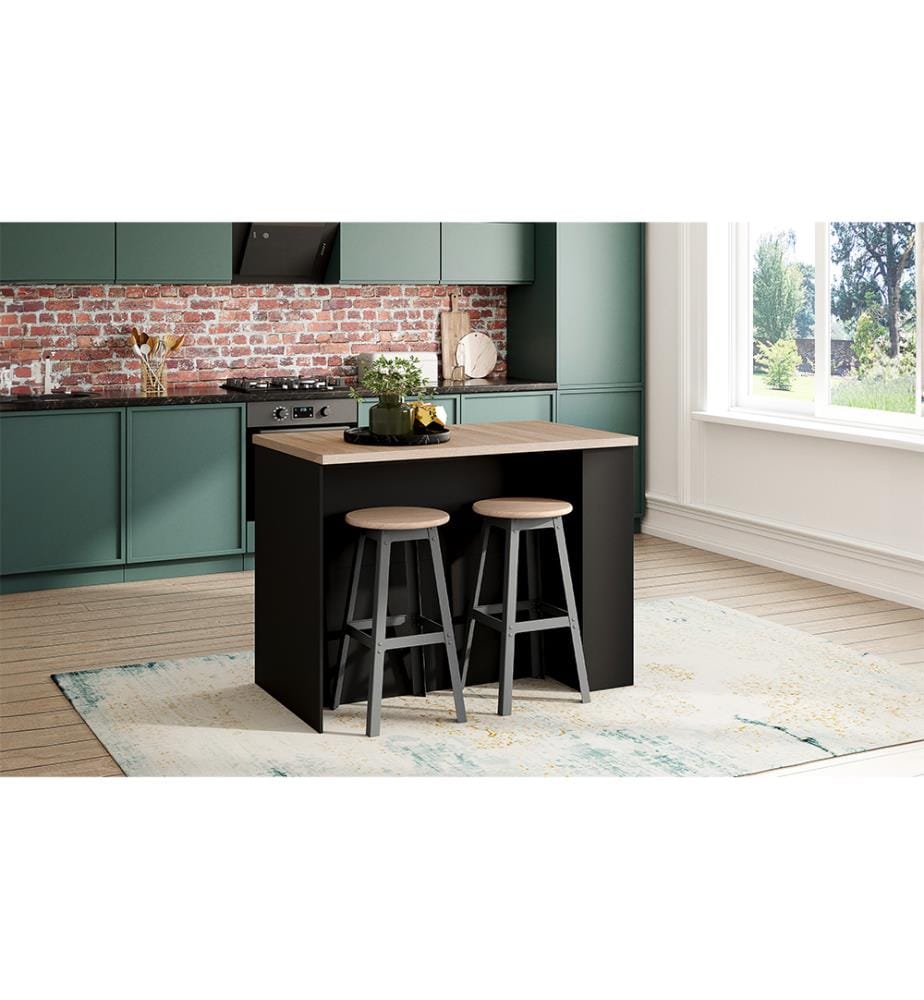 Îlot Central de Cuisine Dario 120 x 70 x 90 cm - Bois & Noir