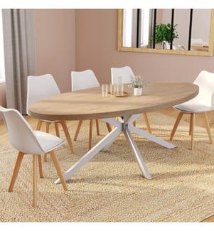 Table de Repas Céleste 200 cm - Bois et Blanc