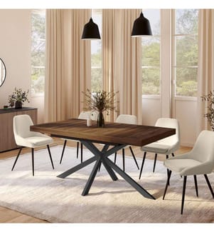 Table repas extensible Spider 160-200 cm - Brun et Noir