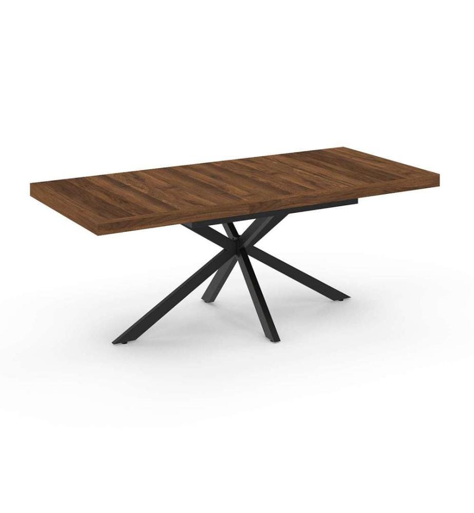 Table repas extensible Spider 160-200 cm - Brun et Noir