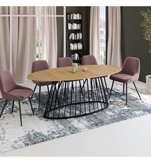 Table de Repas Adelle 200 cm - Bois et Noir