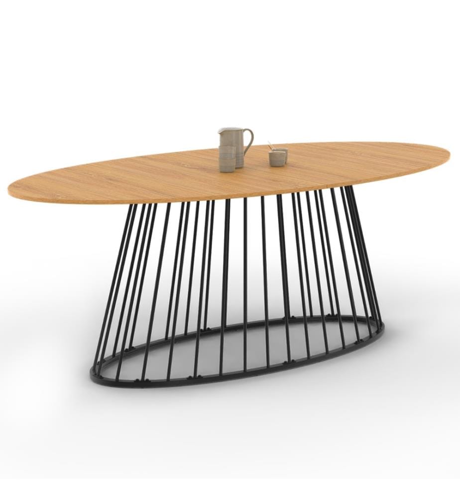 Table de Repas Adelle 200 cm - Bois et Noir